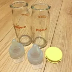 ピジョン Pigeon 病産院用 哺乳瓶 母乳実感(直付け式) ガラス製 2本