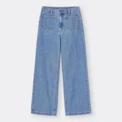 GU ジーユー パッチポケットセミワイドジーンズ デニムパンツ ワイドパンツ