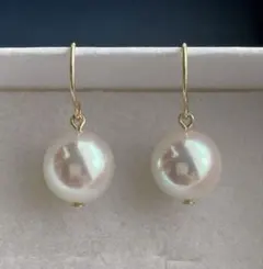 14KGF あこや真珠 フックピアス アコヤ パール オーロラ 花珠 天女系✨