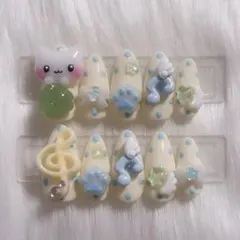 現品　ネイルチップ　平成女児　ウィッシュコア　ねこ　音符　クローバー