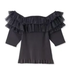 SNIDEL Sustainableチュールボリュームフリルニットプルオーバー