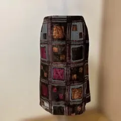 幾何学模様 タイトスカート ひざ丈