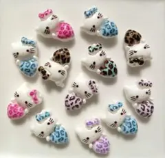 豹柄ハートネイルパーツ12個