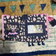 エンジェルブルー ピンクヒョウ柄ミラー付きペンポーチ 平成ギャル ナカムラくん