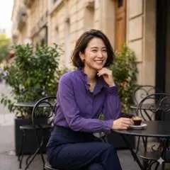 agnes b. PARIS フリル襟 コットン ジップアップ ブラウス 38のサムネイル