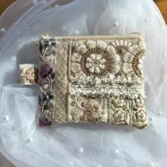 No.141◎インド刺繍リボン　フラットポーチ