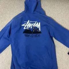 STUSSY 青 ジップアップパーカー