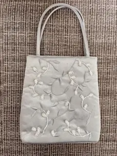 ビーズ刺繍パーティーバッグ ミニバッグ シルバーグレー