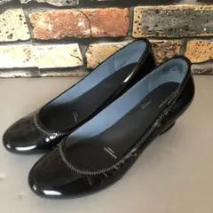 ROCKPORT ブラック エナメル ウェッジソール24.5(細め)