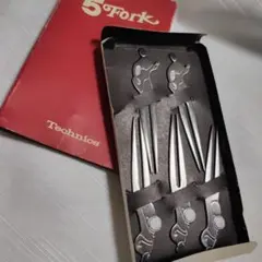 デッドストック希少品デザイン ステンレスフォーク 5本セット