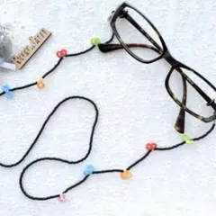 ビーズメガネストラップ　マスクストラップ　リボン