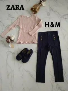✿ZARA カットソー✿H&M ボトムス　子供服　女の子　110cm　2点セット