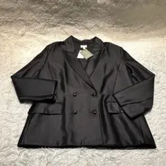 新品✨】H&M 高級 光沢 艶あり ダブルテーラードジャケット M ブラック