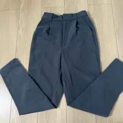 ダークグレー スラックス ゴムウエスト