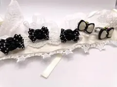 リボンデザインの指輪 白黒