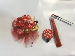 七五三　つまみ細工髪飾り　ミニリボンブーケヘッドドレス