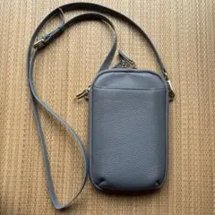 レザー製スモークブルースマホショルダーバッグ