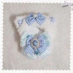 【色違い作成可能】ねこ耳ぬい服　10cm用　ブルー