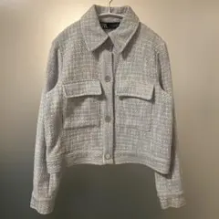 ZARA ショート丈 ブルー ツイードジャケット ブルゾン
