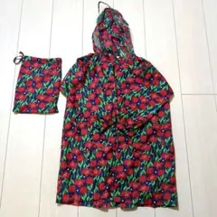 花柄 レインコート 収納袋付き バースデイ 120 ランドセル対応のサムネイル