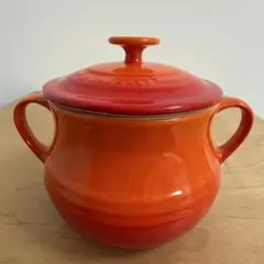ル・クルーゼ　耐熱陶器　蓋付きスープボウル　スープポット　オレンジ色のサムネイル