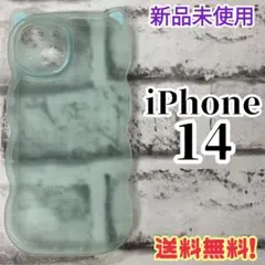 iPhone14 カバー　ネコミミ　クリアミント