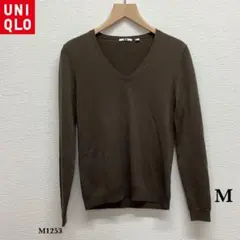 UNIQLO『ユニクロ』ウール100% Vネック セーター【M】ダークブラウン