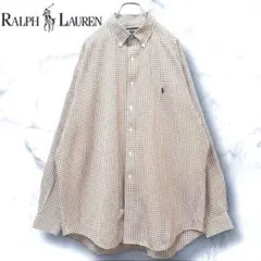 【極美品】90s ラルフローレン　チェック長袖BDシャツXLビックサイズ古着