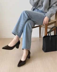 新品 5.5cmチャンキーヒールパンプス パテント コーヒーのサムネイル