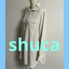 【shuca】　アイボリー ポケット付き長袖チュニック　綿100%