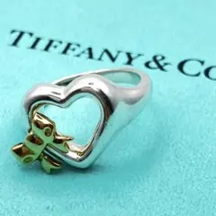 TIFFANY&Co. ティファニー リボン コンビリング シルバー×ゴールド