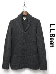 J433/美品 L.L.Bean ニットカーディガン ショールカラー M グレー