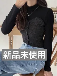 ラメ　リプトップス　ブラック