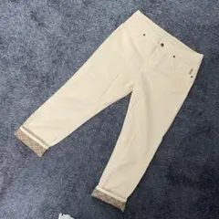 BURBERRY ホワイト 綿パンツ 折返チェック ノバチェック チェックタグ