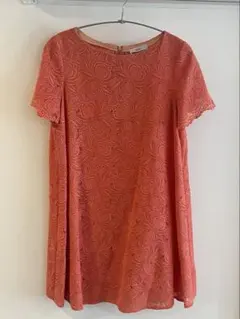 BODY Dressing半袖 レースワンピース コーラルピンク　結婚式　38のサムネイル