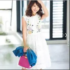 エンブロイダリーレースオーガンジーワンピース