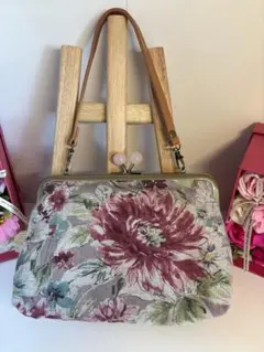 がま口バッグ　花柄