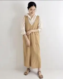 le.coeur blanc Vネック ロングワンピース