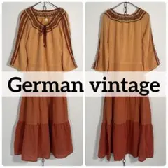 ★80s90s ジャーマンヴィンテージ ロングワンピース ドレス レースカラー