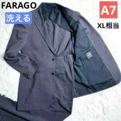 洗える 大きいサイズ アオキ FARAGO セットアップ ストライプ 黒 A7