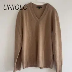 ユニクロ★カシミヤＶネックセーター　ブラウンL