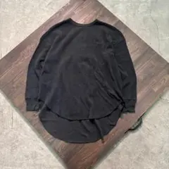 7BS3 無地サーマル　ロングスリーブ　黒　長袖　古着　used