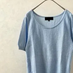 UNTITLED ニット セーター 半袖 クルーネック チェック柄 シンプル