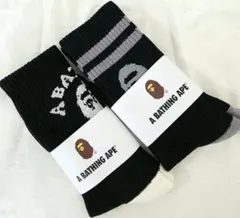 新品未使用　A BATHING APE 　エイプ　靴下 ソックス　黒白2足