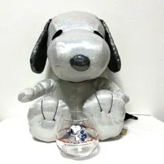 スヌーピー シルバー ぬいぐるみ & スヌーピー ブラブラタンブラー　2点セット