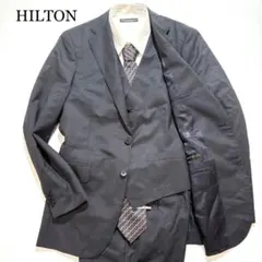 【極美品】HILTON ヒルトン スリーピース スーツ ネイビー 背抜き YA6