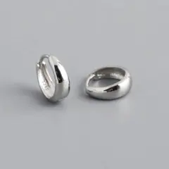 高品質 ぷっくりフープピアス シルバー925 12㎜ 上品シンプル シルバー