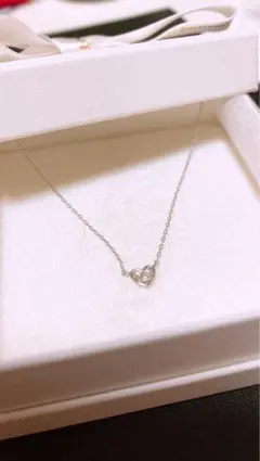 サマンサティアラ K10 ホワイトゴールド ハートネックレス ダイヤモンド