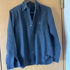 SHIPS ダークグレー ウール混シャツ