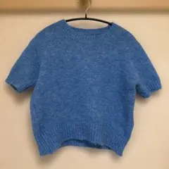 半袖ニット クルーネック ブルー